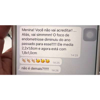 Depoimento via WhatsApp - Foco de endometriose diminuiu de tamanho